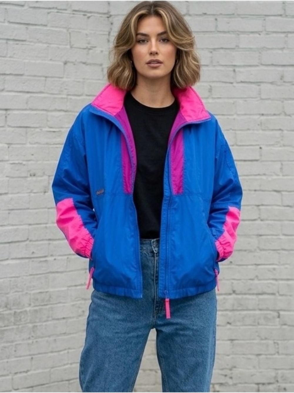Vintage 90s Columbia Intertrainer Windbreaker Jacket womens M Hip Hop Retro